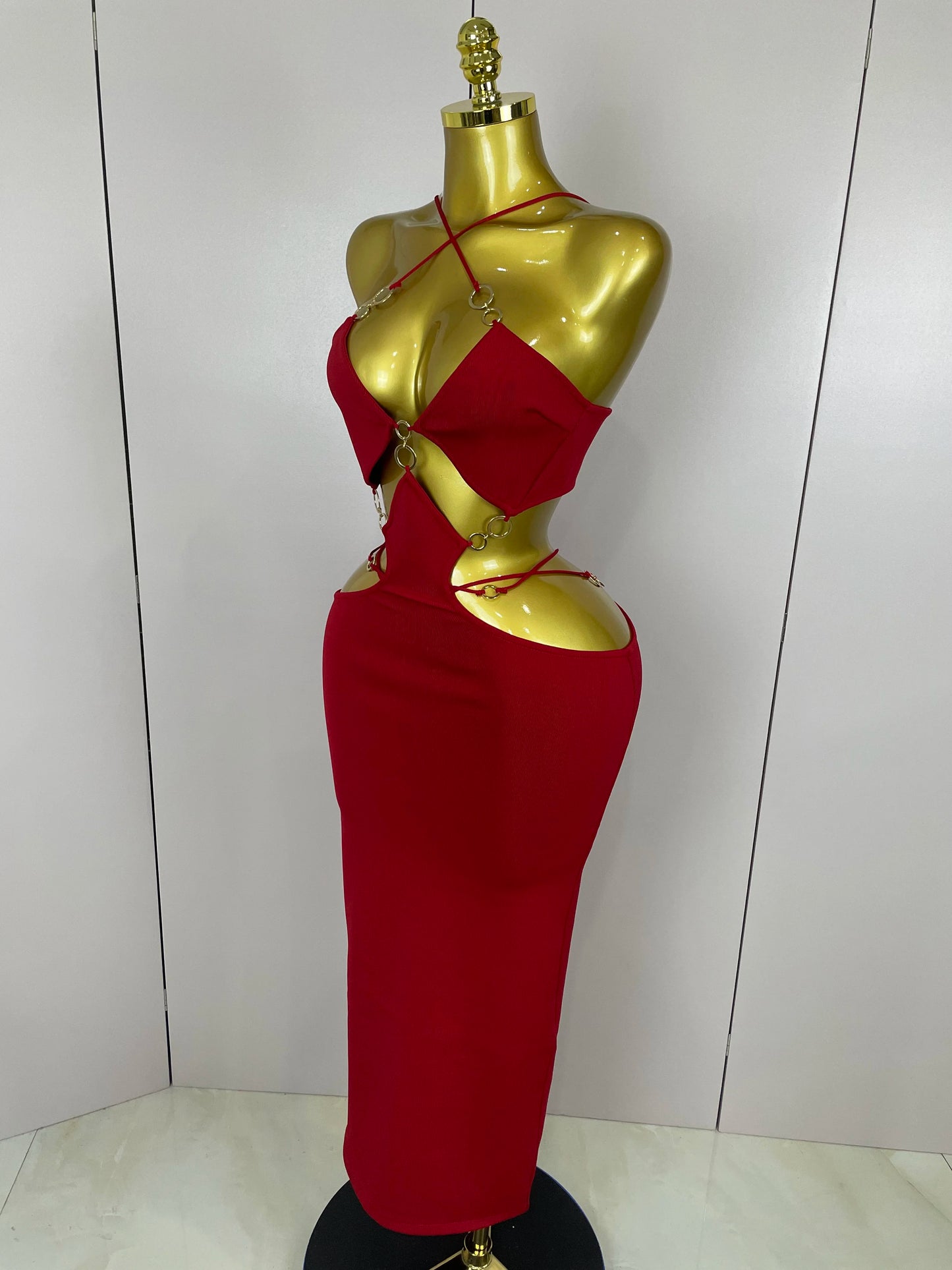 Sexy Halter Hollow Out  Sleeveless Black Red Bodycon Long Bandage Dress 2025 Women Celebate Elegant Luxury Birthday Club Dress