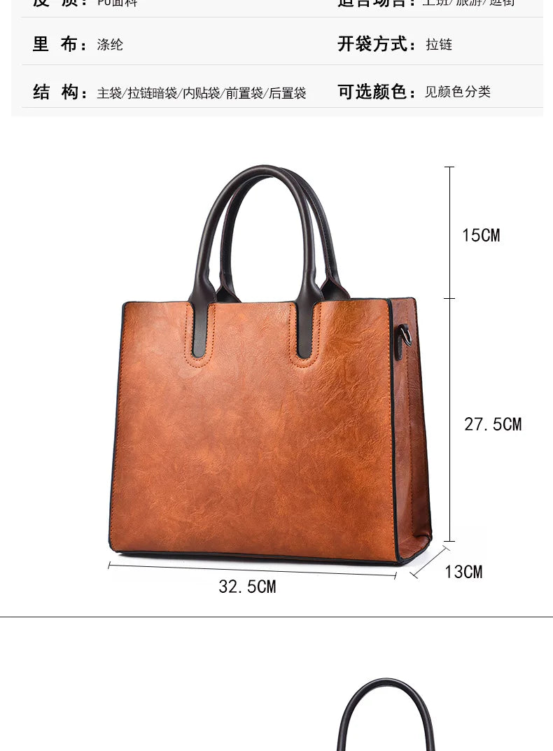 Large Capacity Women's Casual Tote Bag Women Leather Handbags Ladies Square Shoulder Bag Bolsas Femininas Fashion Crossbody Bag