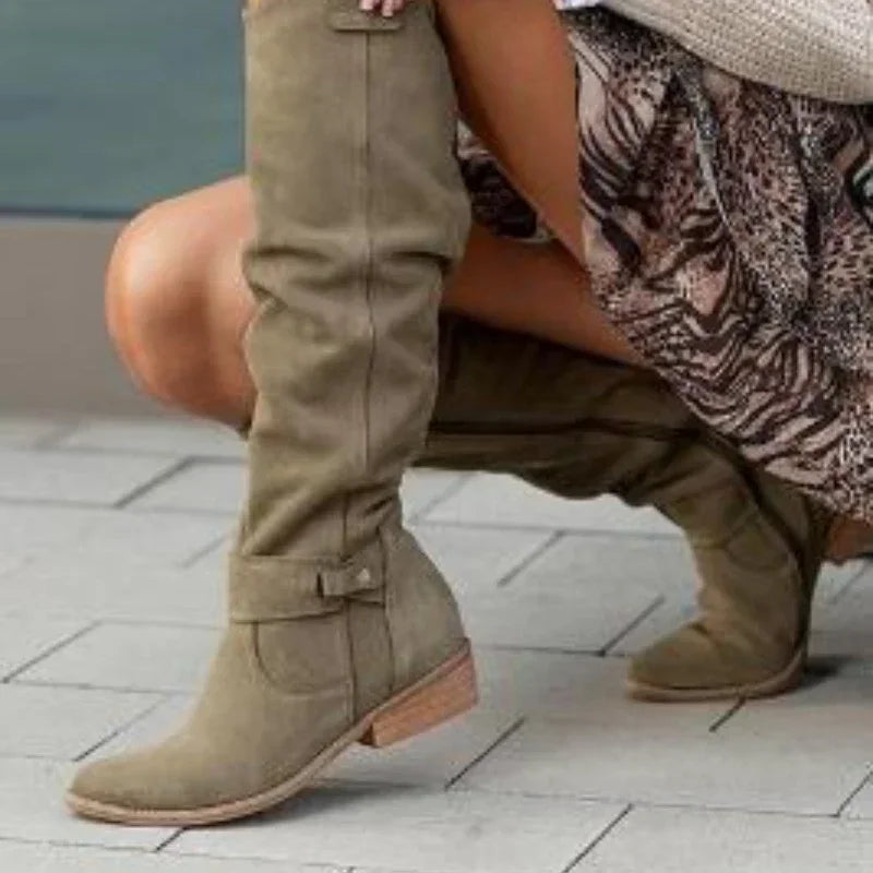 Hot Selling Retro Women Boot Large Size43Suede High Women Boot Winter Boot Women High Heel Allmach Knee Length Boots Botas Mujer