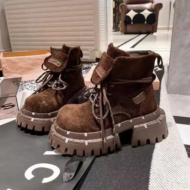 Ankle Boots for Women Designer Flats Platform Shoes Fashion Winter Dress Woman Boots 2025 New Suede Cozy Chelsea Botas De Mujer