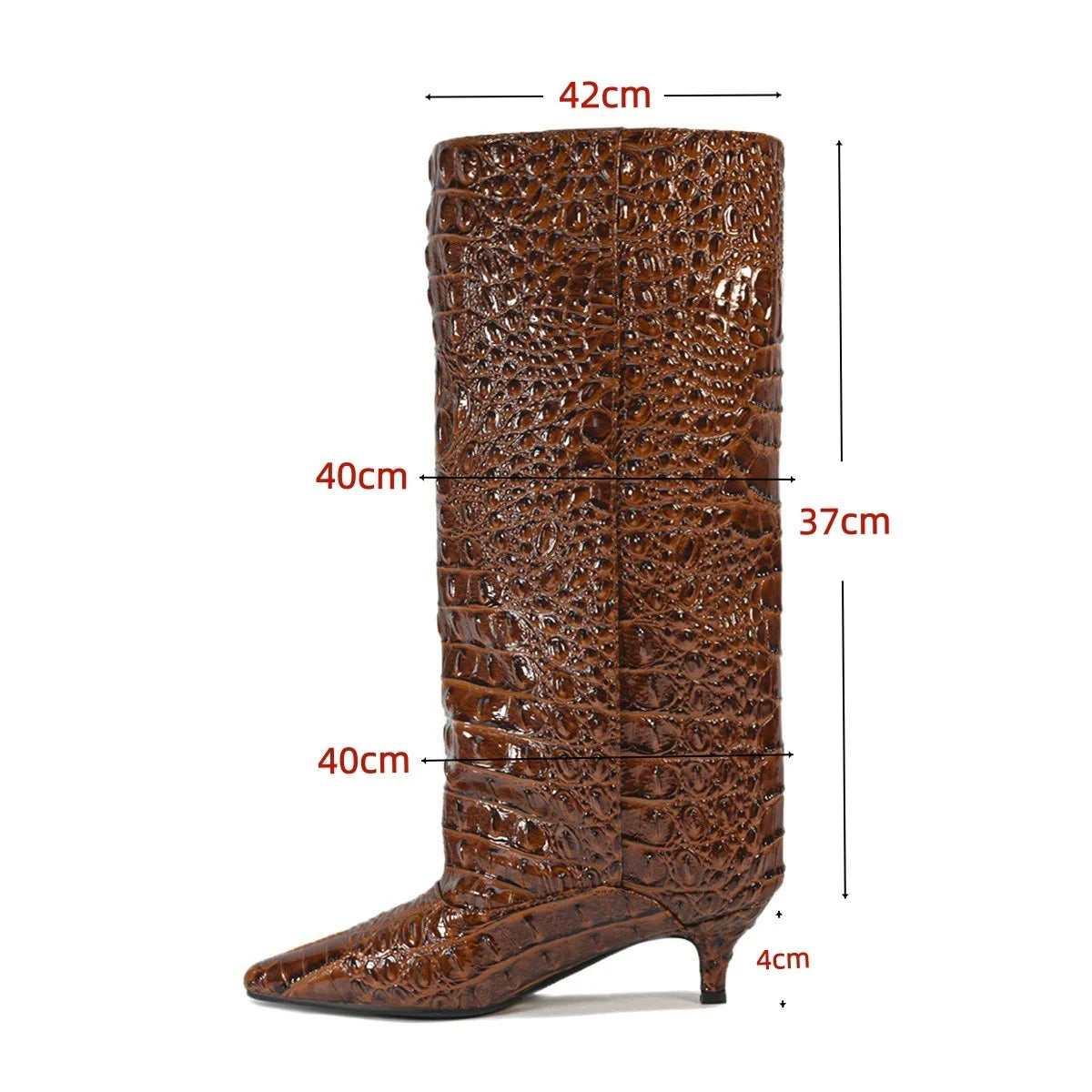 Women's Spring and Autumn New Cat Heel Wide Knee Knee Boots Fashion Pointed Women's Low Heel Mid Heeled Boots