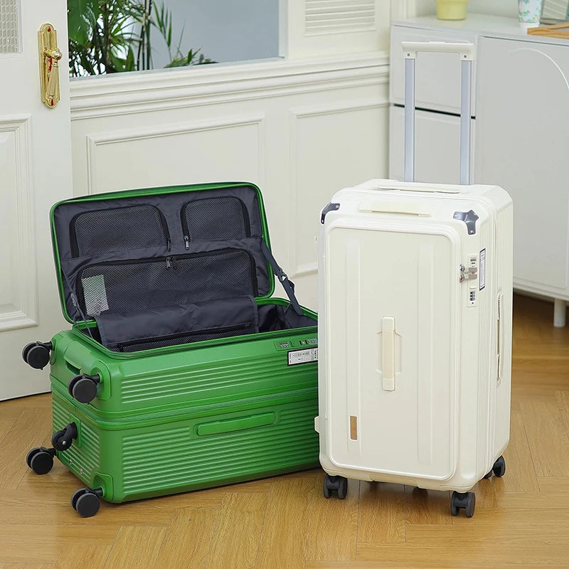 Side-Opening Suitcase 28 inch Large Capacity Expandable Luggage 24/26 Thickened Trolley Case 20 inch Boarding Box with 5 Wheels