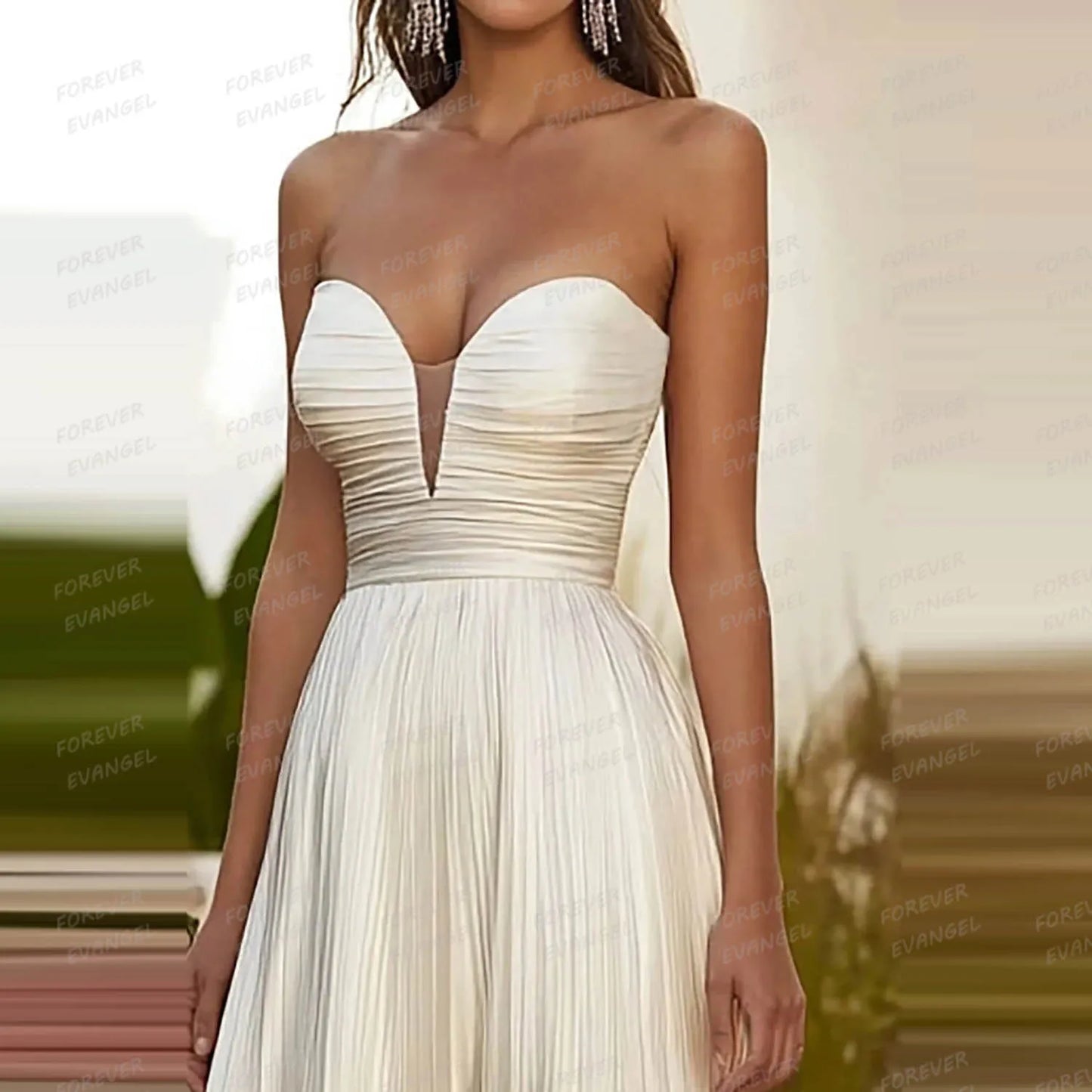Simple A Line Wedding Dresses Sexy Ruffles Sweetheart Sleeveless Woman's Bride Gowns Formal Elegant Vestidos De Noche Customized