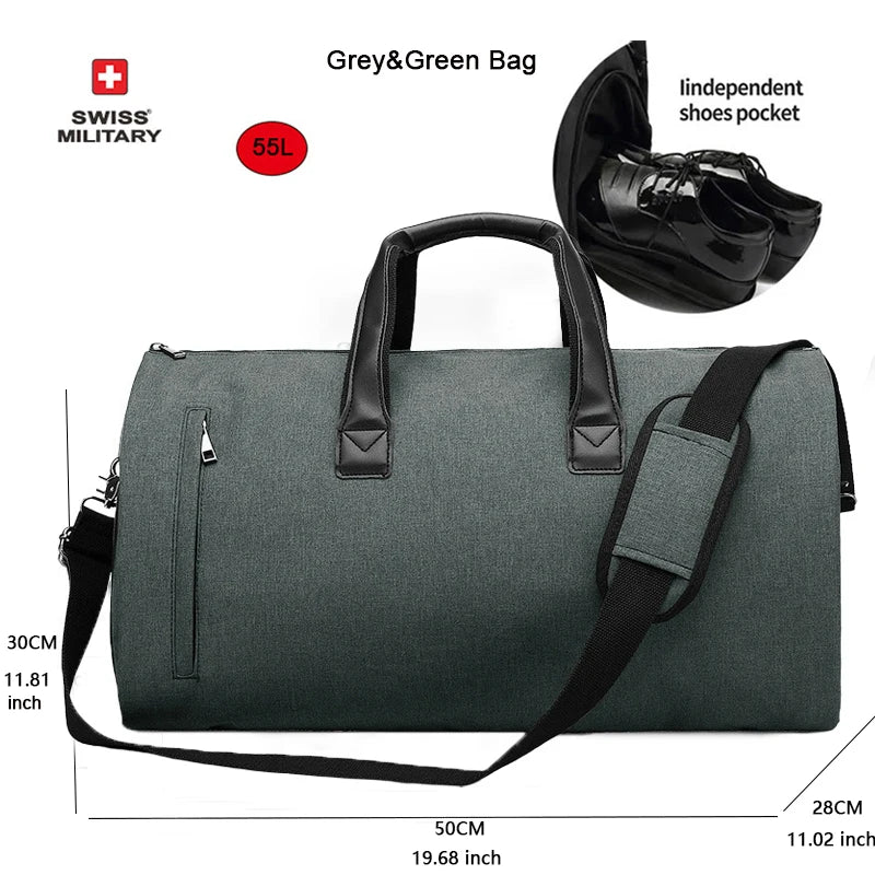 SWISS MILITARY New Men's Business Garment Bags Large Multifunctional Foldable Suit Bag with Shoes Bag Gym Bag Shoulder Bags
