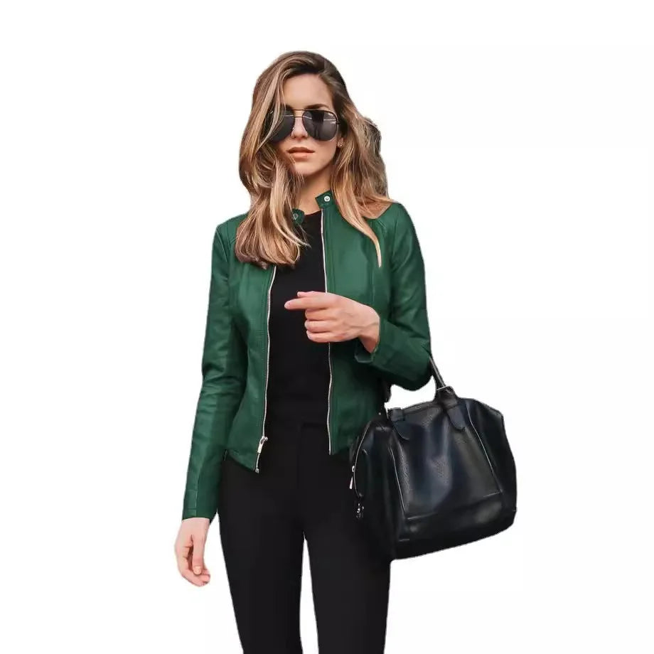 Women Outerwear Coat New Arrival Autumn Winter Fashion Leather PU Blazer Short Casual Slim Fit Trendy Streetwear Top