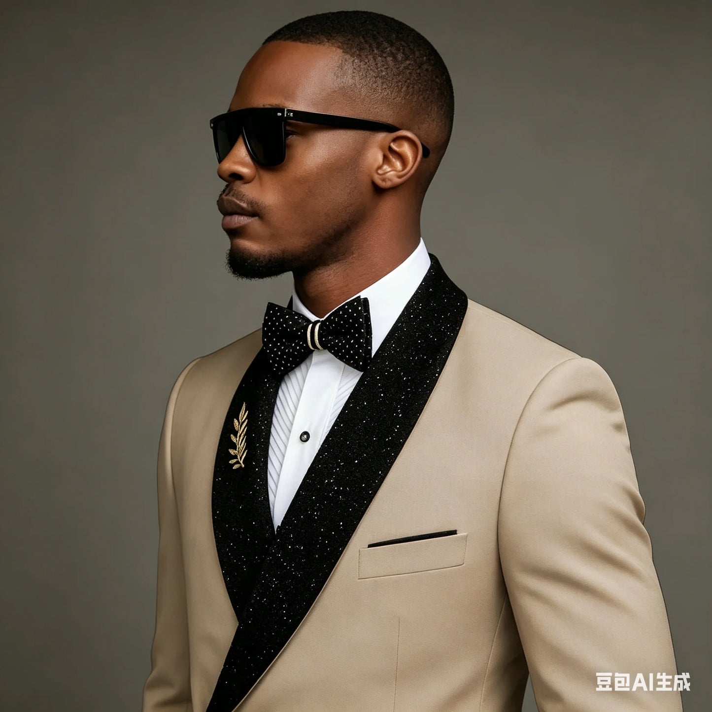 Formal Beige Wedding Men Suits Set Double Breasted Groomsmen Groom Tuxedo Fashion Designs Shiny Shawl Lapel Blazer Pants 2Pcs