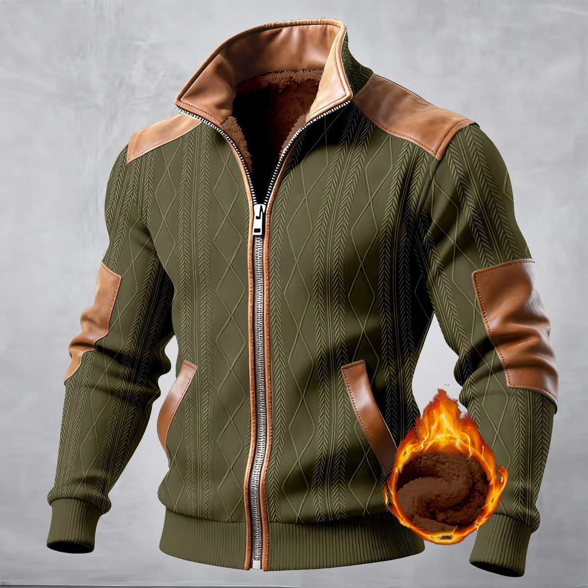 Spring/Autumn 2026 Men's New Muscle Jacket - Daily Casual Sport Long Sleeve Collar Zippered Windproof Warmth Thick Coat