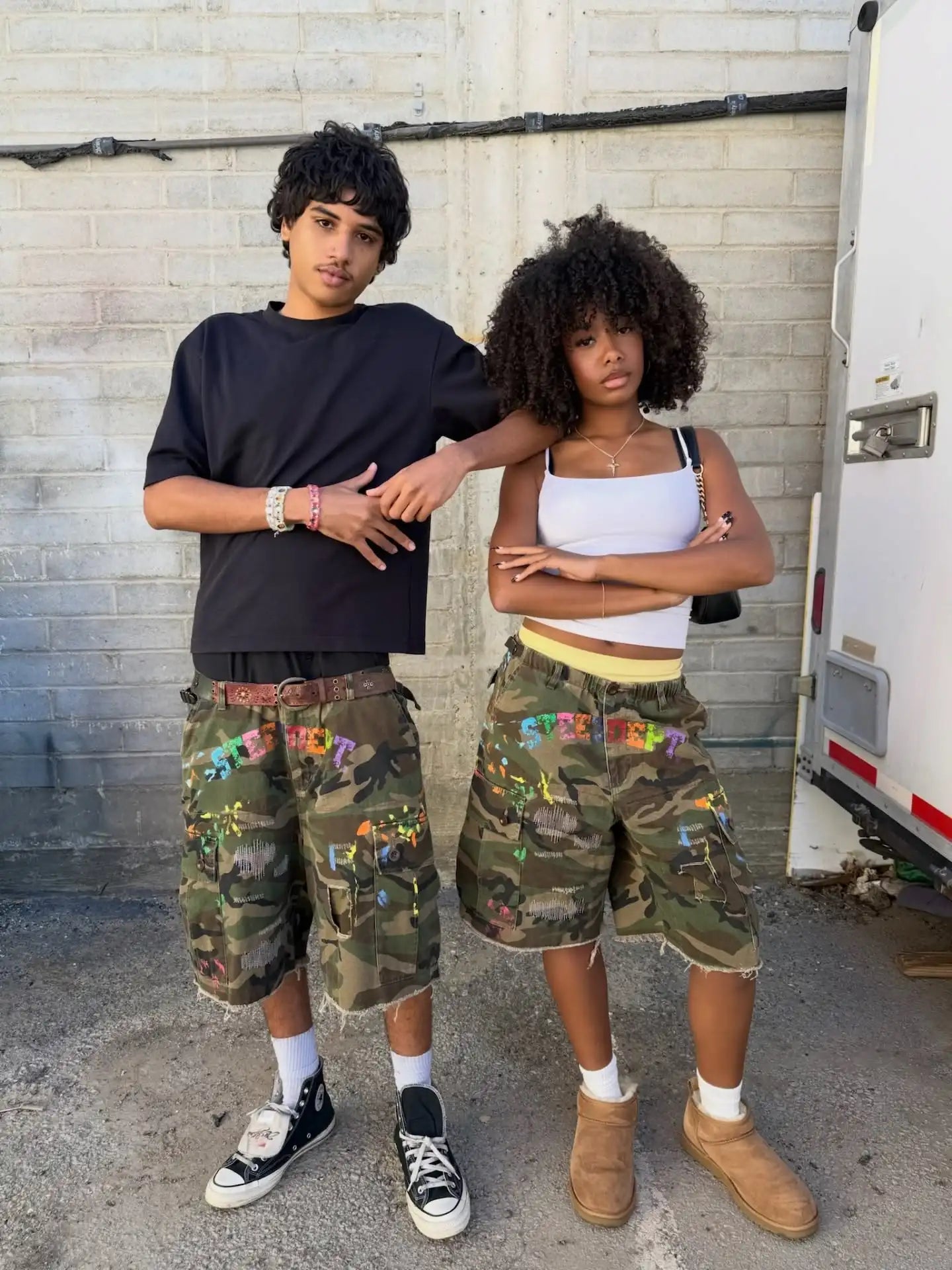Y2k Camo Cargo Shorts Retro Graffiti Patched Hole Men Women Shorts American Hip Hop Trendy Streetwear Unisex Casual Baggy Shorts