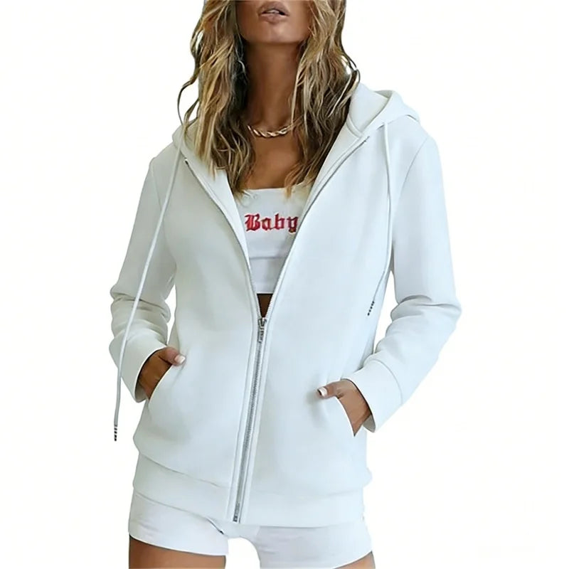 Spring Autumn Fashion loose zipper Hoodies Women cardigan coat Daily Long Sleeve tops Versatile Casual Hoodies Women Sweatshirt