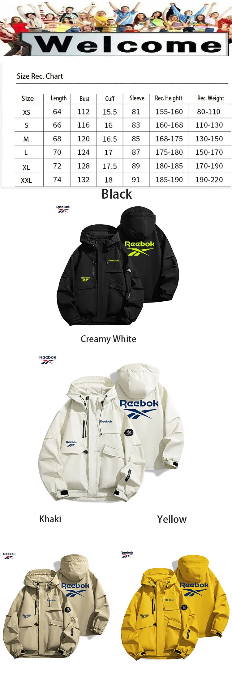 2026 model Reebok off-road motorcycle waterproof jacket - suitable for both men and women. Fashionable and trendy outdoor sports