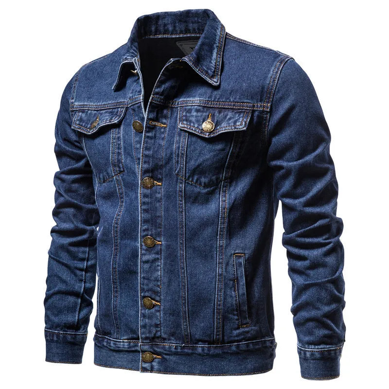 Men's Denim Jacket Trend Retro Fashion Casual Jacket Suitable Young Blue Black Youth Workwear Locomotive Spring Autumn Winter