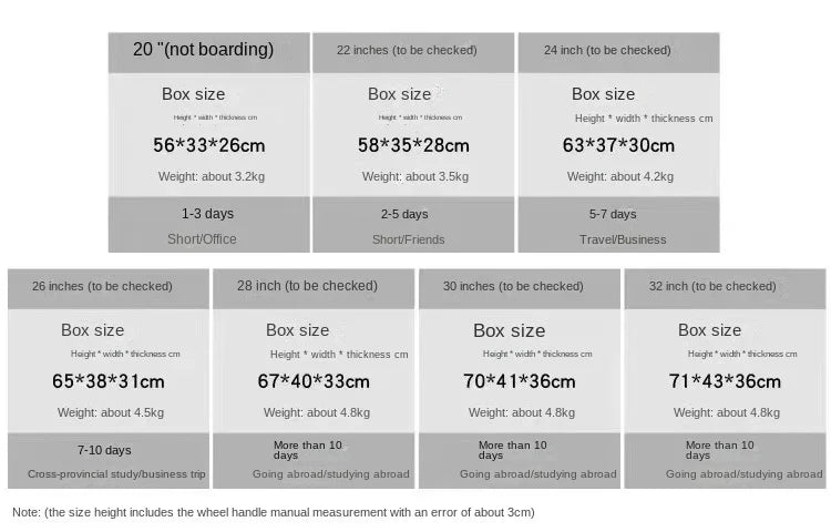 Large Capacity Suitcase 30-inch Sturdy and Durable ABS+PC Rolling Luggage Aluminum Frame Cabin Trolley Case 20 inch Boarding Box