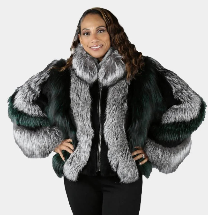 Women's Real Fox Fur Jacket, Warm and Fashionable in Winter