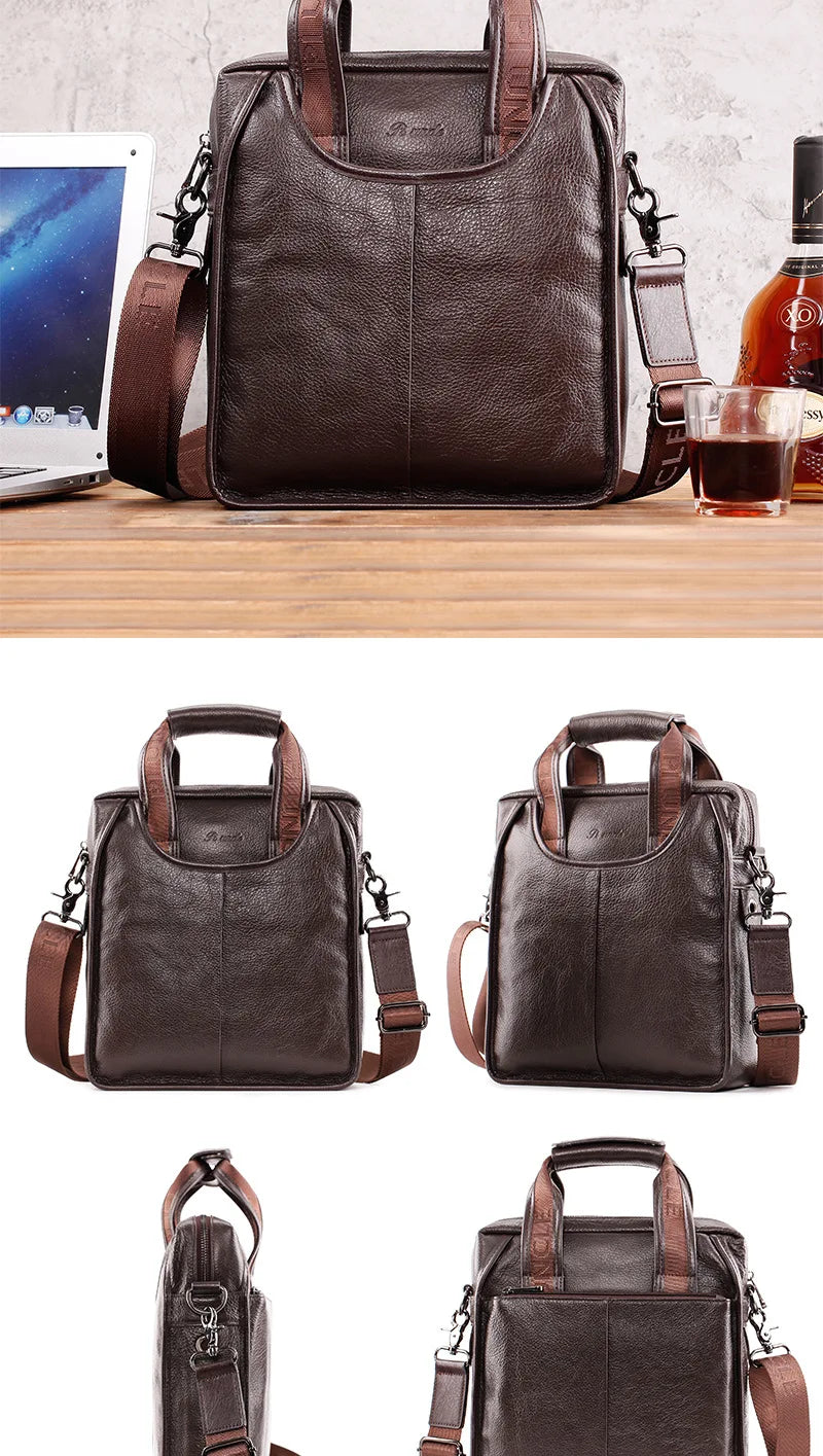 Business Briefcase Shoulder Messenger Bags Men's Genuine Leather 10-inch Laptop Bag's Men's Briefcase Office Business Handbag