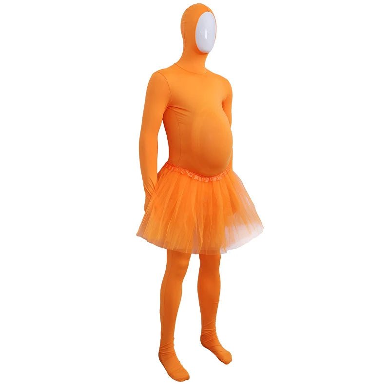 Halloween Costume Spandex Full Body Invisible Suit Orange Solid Color Casual Yellow Mustache and Eyebrow Jumpsuit Costumes 2026