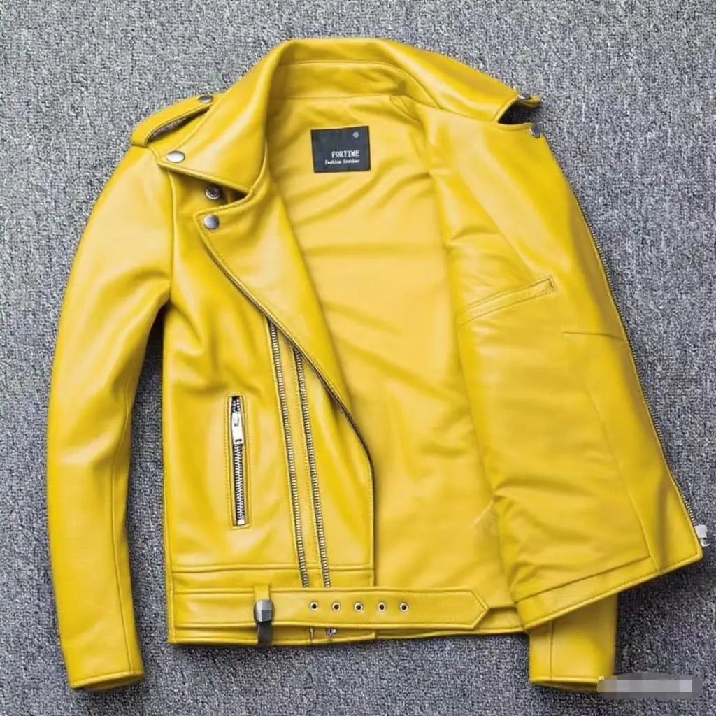 Winter and Autumn Men's Oversized Button-down PU Leather Coat with Multiple Zippers Polo Jacket, with Many Zippers