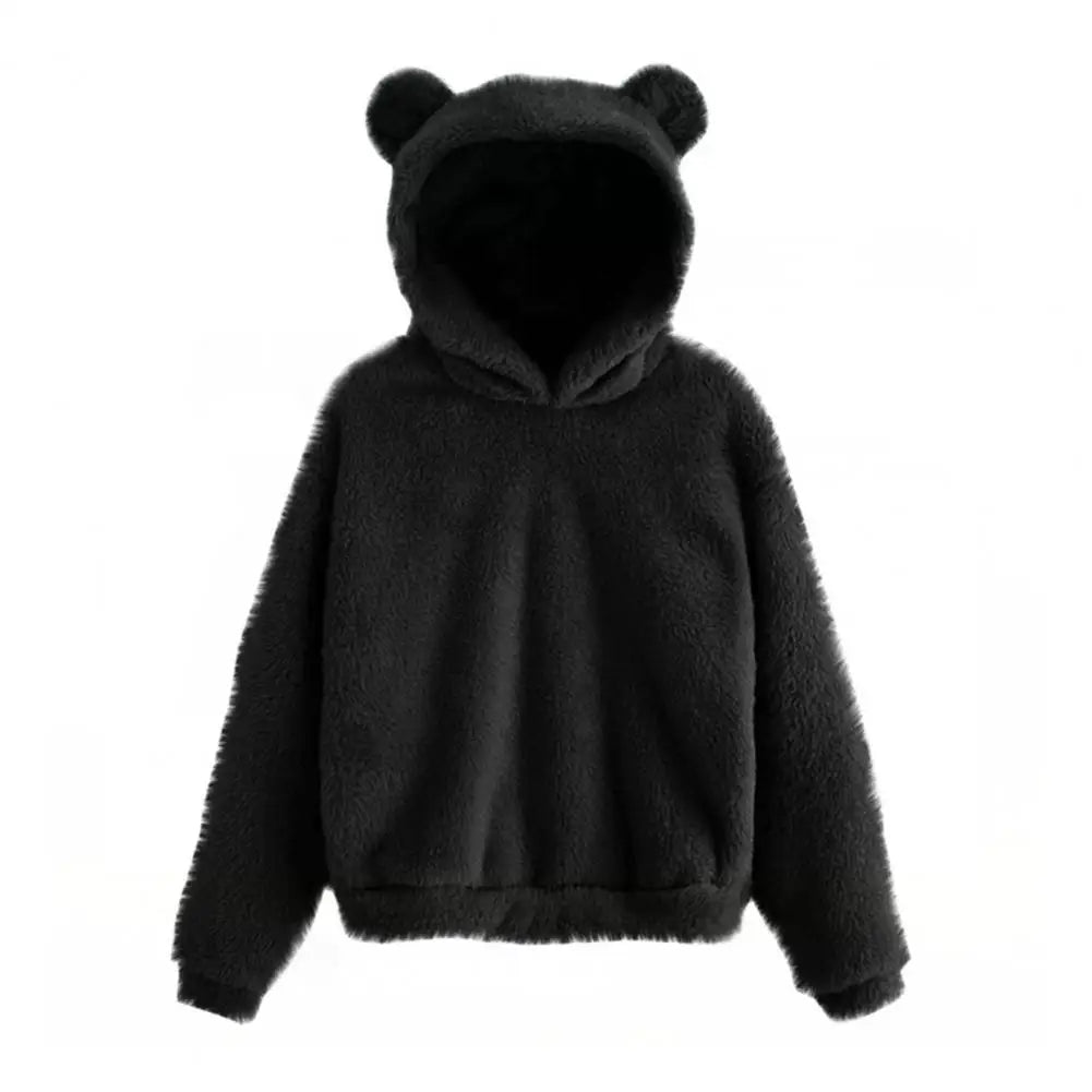 Fall Winter Women's Hoodies Winter Women Long Sleeve Rabbit Ear Hood Sweatshirt Cute Plush Warm Casual Cute Hoodie Tops 2026
