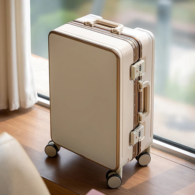 Gilding Aluminum Frame Suitcase Thickened PC Multifunctional 20 inch Boarding box Morandi Color Series 24/ 26 inch Trolley Case