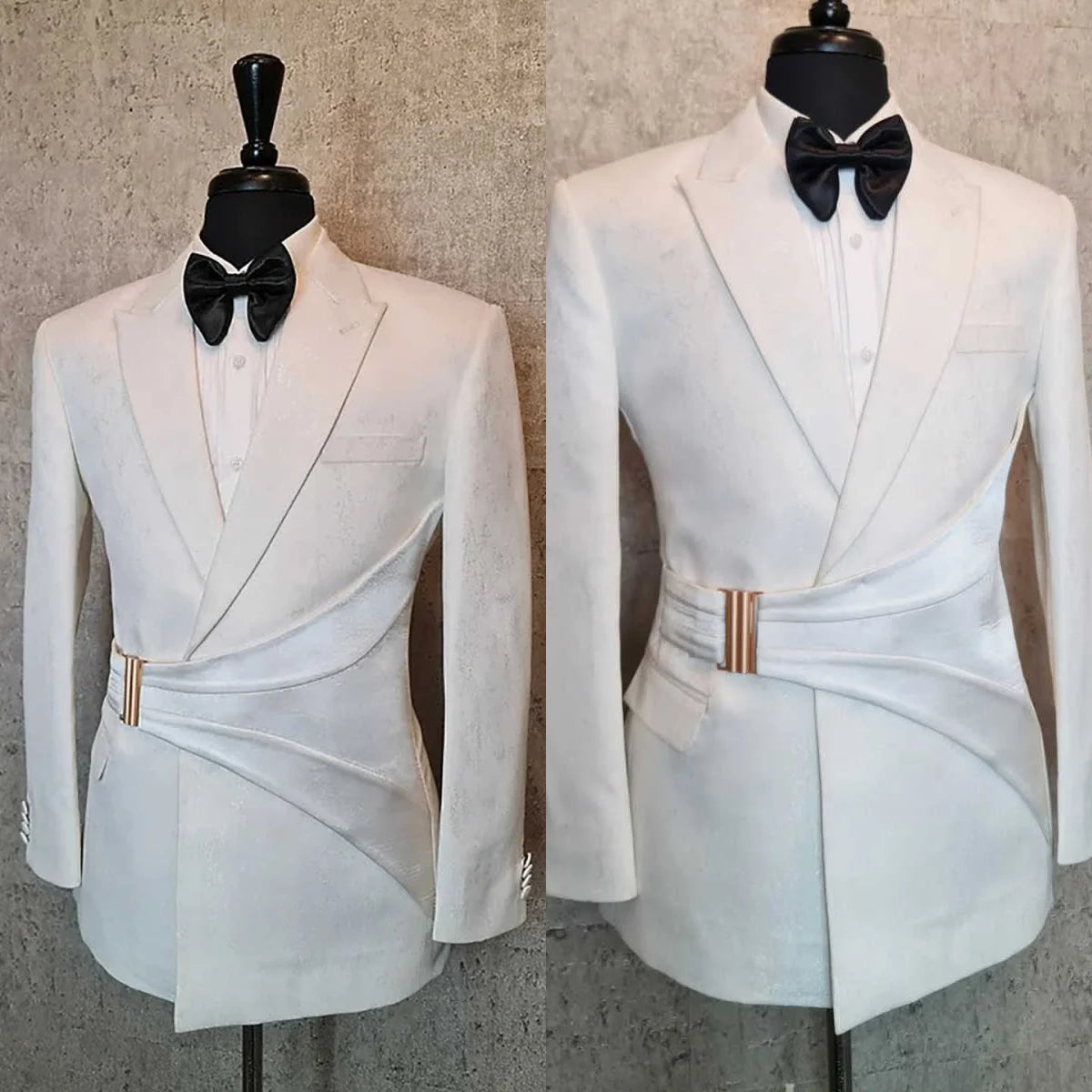 Fashion Wedding Tuxedos Buckle Design Men Suits Peaked Lapel 1 Piece Set Jacket Groom Business Formal Blazers Customized