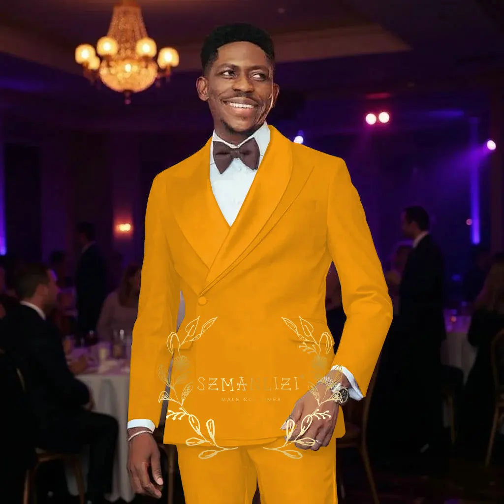 Beige Men's Wedding Suits Unique Collar Male Formal Groom Tuxedo Slim Fit Suit Outfits Elegant 2 Pieces Custom Made Male Suit