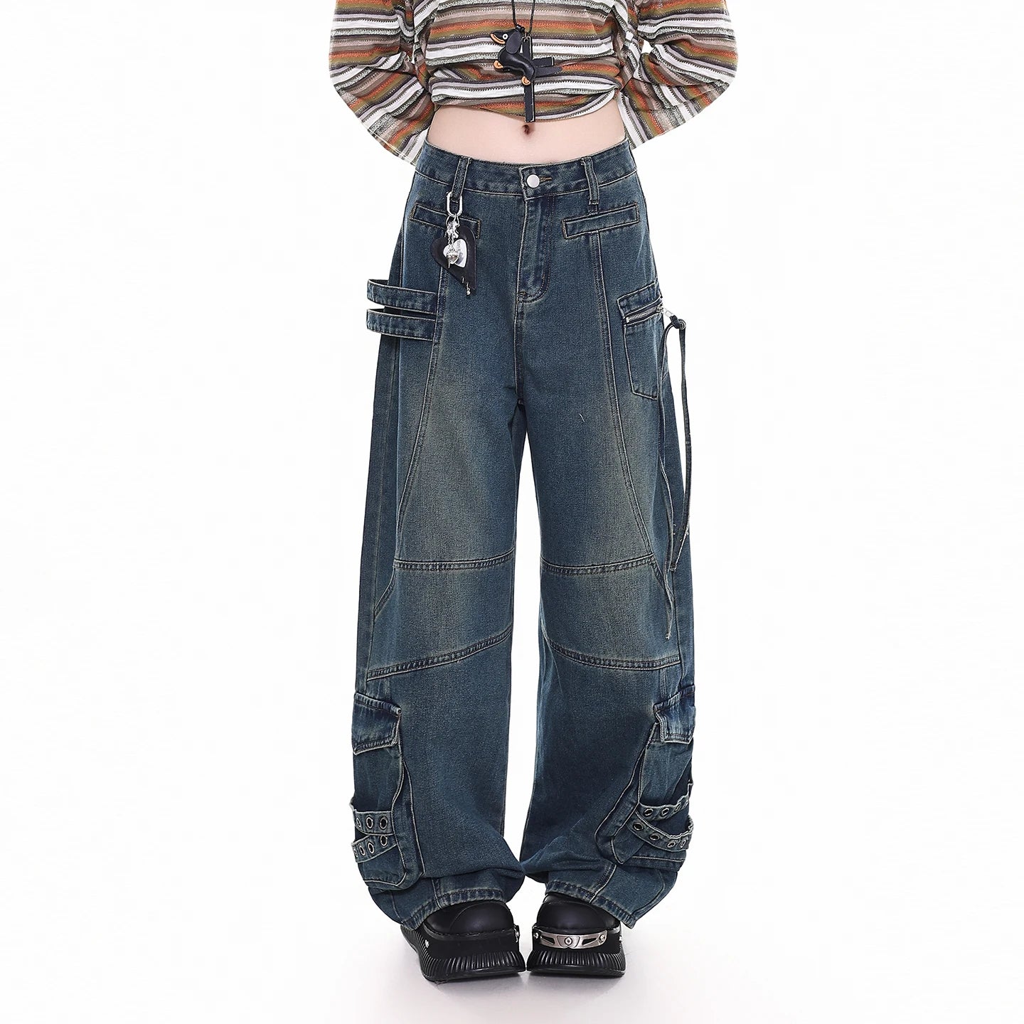 Street Style Orange Jelly Jeans Women's Loose Casual Wide Leg Pants Vintage Feel Comfortable Fit Spring Season Ladies Jeans