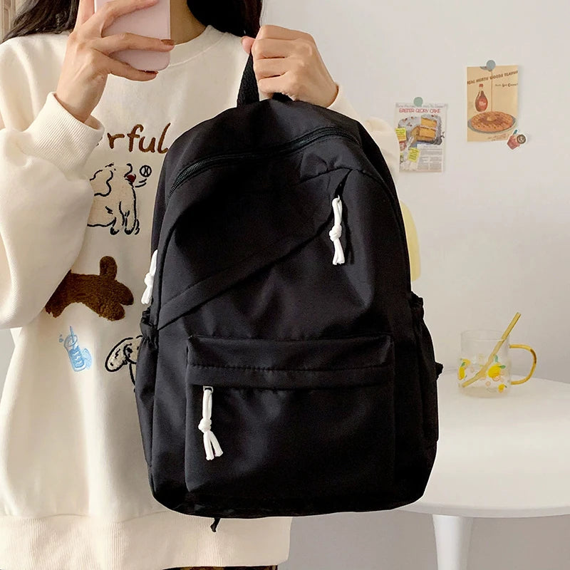 School Large Capcity Nylon Solid Color Backpack Handbag Pencil Case Casual Fashion Shoulder Bag For Women