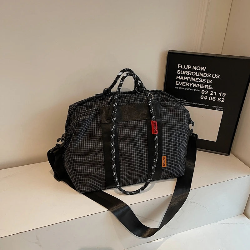 Geometric Design Travelling Shoulder Crossbody Gym Bags For Women Wet and Dry Separated Large Capacity Shopper Handbag For Sport