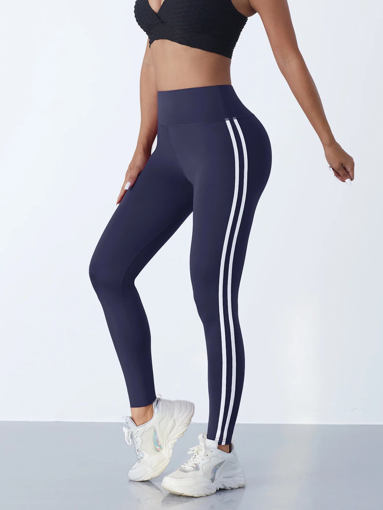 Yoga Leggings Women Striped Slim Sports Pants High Waist Hip Liftting Casual Tight Workout Running Stretchy Athletic Gym Legging