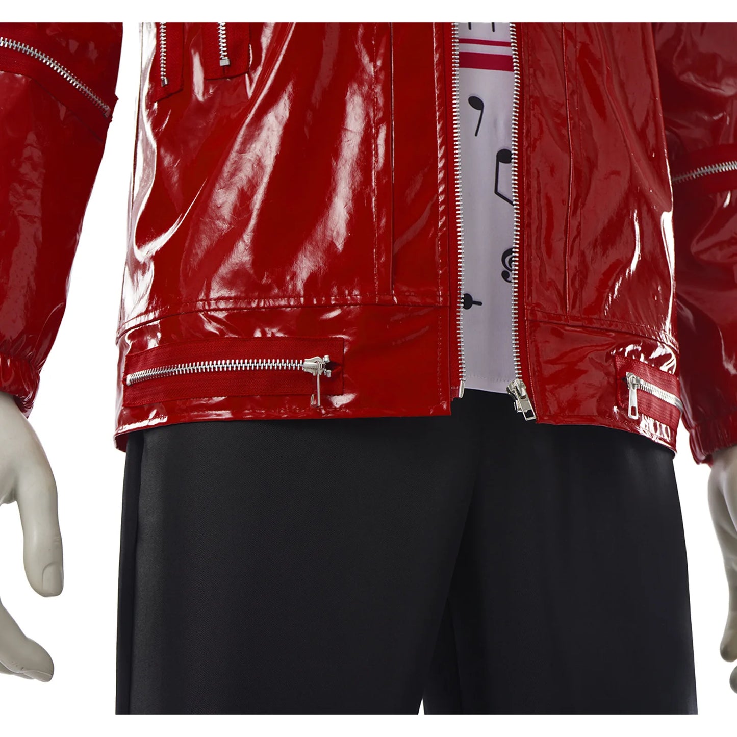 Red Zipper Michael Jackson MJ Beat It Jacket for Impersonators PU Leather Punk Casual Coat Halloween Stage Christmas Outwear