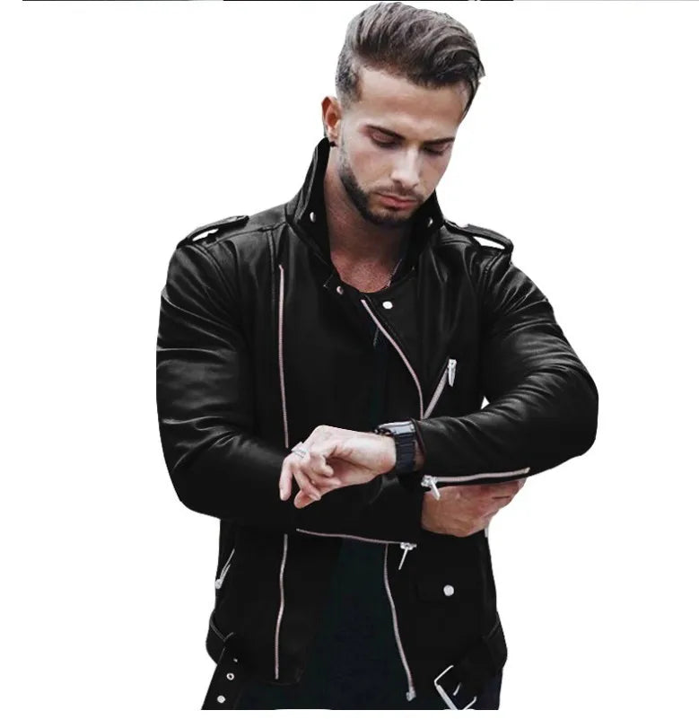 New Men's Autumn Winter Fashion PU Leather Jackets Plus Size 4XL 5XL Slim Leather Jackets Male Jackets for Men Coats Clothing