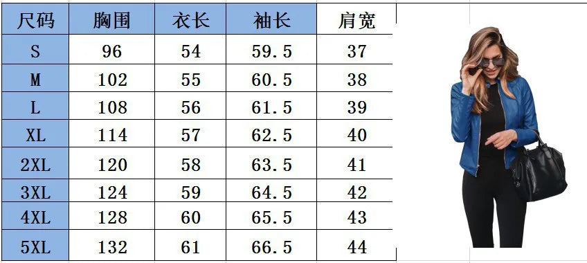 Autumn and Winter New Fashion Black Leather PU Suit Jacket Women Tops Zipper Stand Collar Slim Fit Casual Short Jacket for Women
