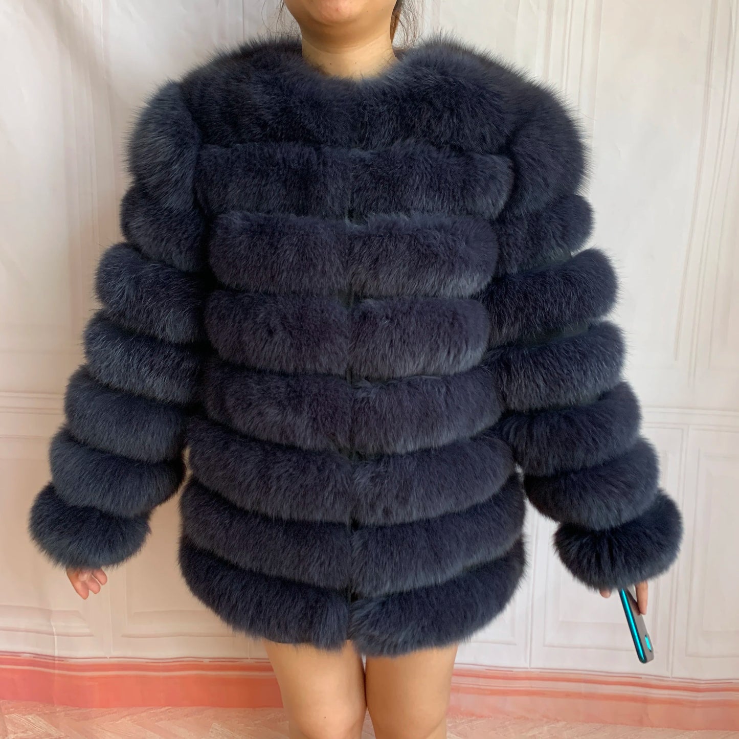 NEW Style Length Sleeves 4in1 Real Fur Coats Women Natural Real Fur Jackets Vest Winter Outerwear Women Fox Fur Coat Quality Fur