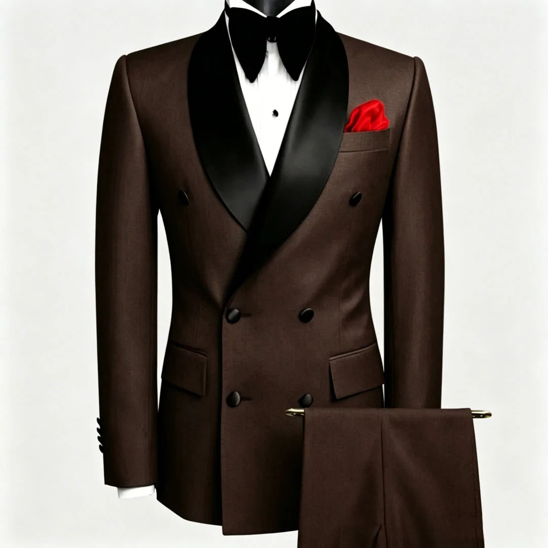 Men Suit Black 2 Pieces Double Button With Black Lapel For Wedding Groom Business Birthday Banquet Work Suit Jacket And Pants