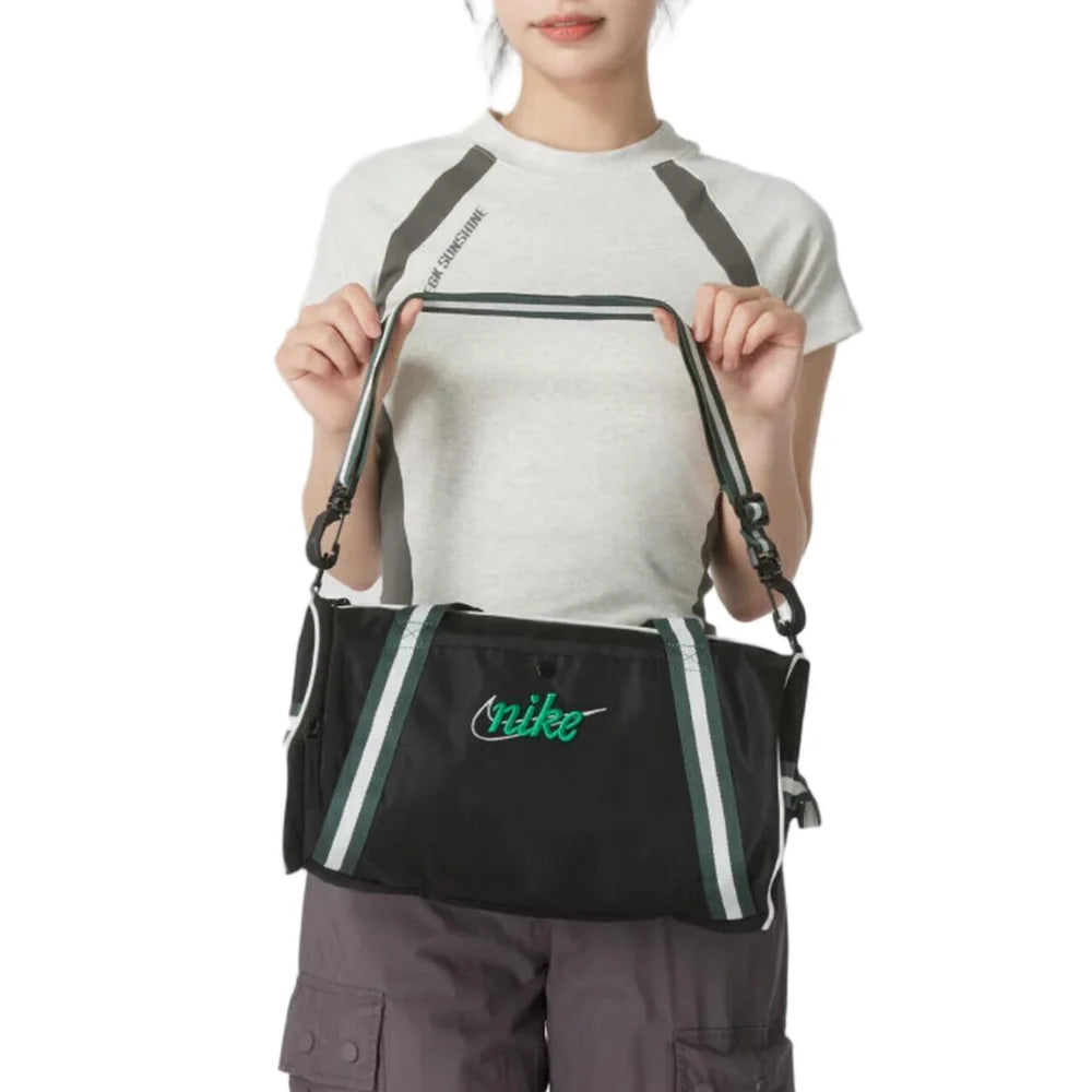 Nike Unisex Large Tote Shoulder Crossbody Gym Bag – Black with Retro Green, Sports & Casual, Logo Detail DR6261-013