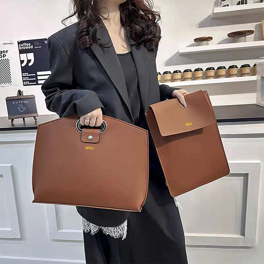 Engrave Name Crocodile Pattern Laptop Sleeve Bag Leather Luxury Waterproof Laptop Bag Fashion Notebook Computer Storage Bags