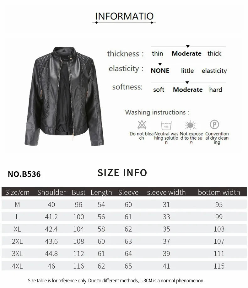 Women's Elegant Stand-up Collar Solid Jacket 2022 Female Three-dimensional Pattern Coat S-4XL New Pu Faux Leather Jacket Women