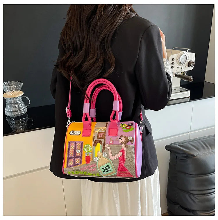 Design Patchwork Zipper 2026 Hot Sale Women's Bags Retro High Quality Women's Bags PU New Personality Stylish Shoulder Bags