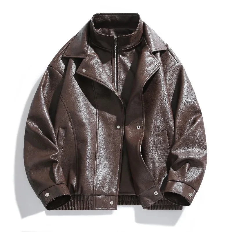 Leather Jacket Autumn Winter Outdoor Comfortable Warm Breathable Men's Jacket Sports Fitness Running Leisure Handsome Imitation