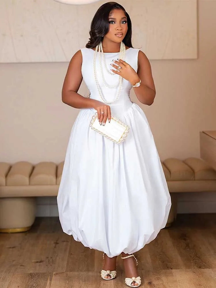 Sleeveless Dresses for Women High Waisted Summer Corset Long Dress Casual Fashion White Elegant Dress Wholesale Dropshipping