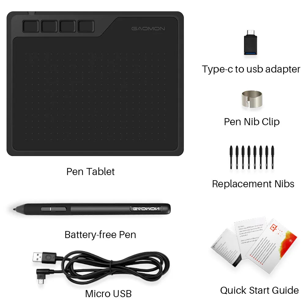 Gaomon S620 Digital Tablet 6.5x4 Inch Portable Thin Graphics Tablets for Drawing Playing OSU, Easy Android Phone Connection