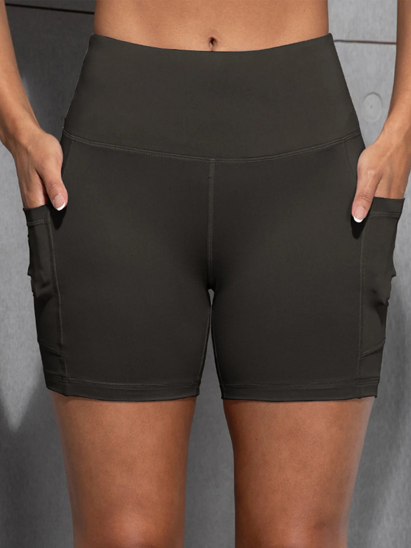 CHRLEISURE Yoga Shorts with Pockets High Waist Butt Lifting Cycling Tight Elastic Slim Running Fitness Women Shorts Sportswear