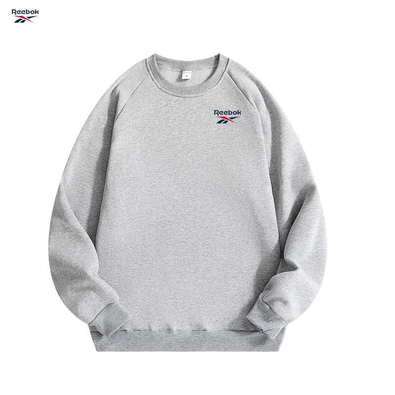 Reebok's New Thick Fabric Men's Simple-Style Sports Shirt - Fashionable Solid Color-Round-Neck Pullover-Fall Evening Casual Top