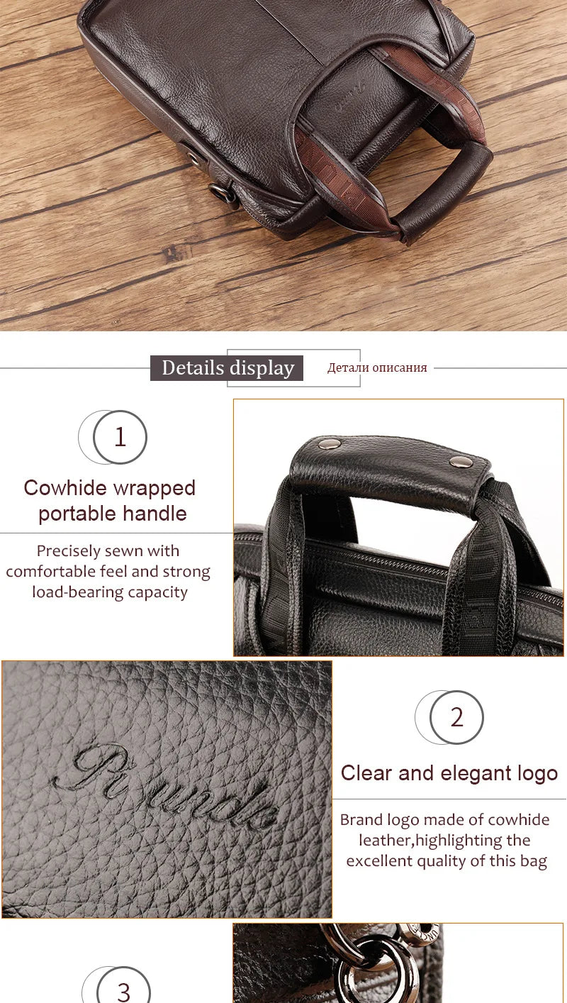 Business Briefcase Shoulder Messenger Bags Men's Genuine Leather 10-inch Laptop Bag's Men's Briefcase Office Business Handbag