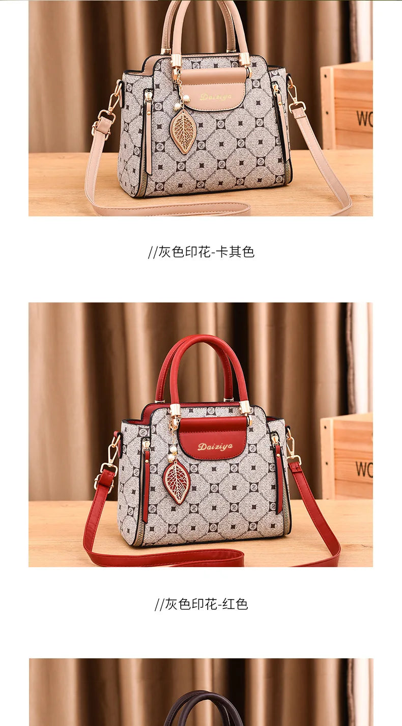 Fashionable Printed Women'S Handbag New High-Capacity Shoulder Bag Classic Retro Diagonal Cross Bag Urban Commuting Tote Bag