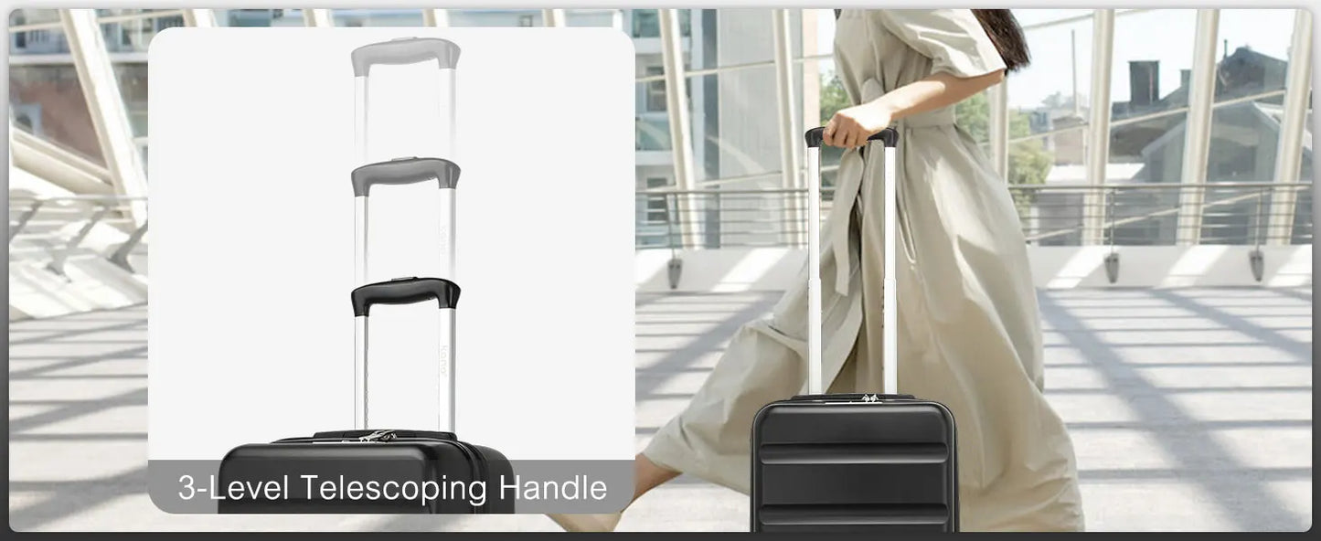 KONO hand luggage Suitcase-Lightweight hard case with TSA Lock & 4 spinner wheels, cabin-fit (55/65/75cm)