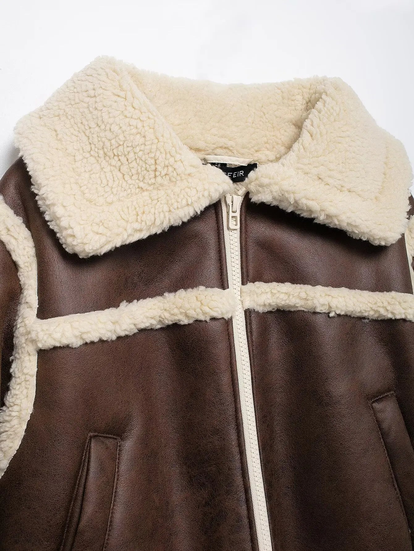 KONDALA Fashion 2024 Fleece Women Turn-down Collar Streetwear Jacket High Street Cool Zipper Winter Outwear Casual Vintage Coatr