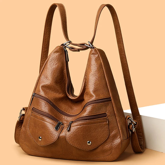 High Quality Large Capacity 3 In 1Women Backpack Luxury Soft Leather Shoulder Crossbody Bag For Women Fashion Ladies Handbag Sac