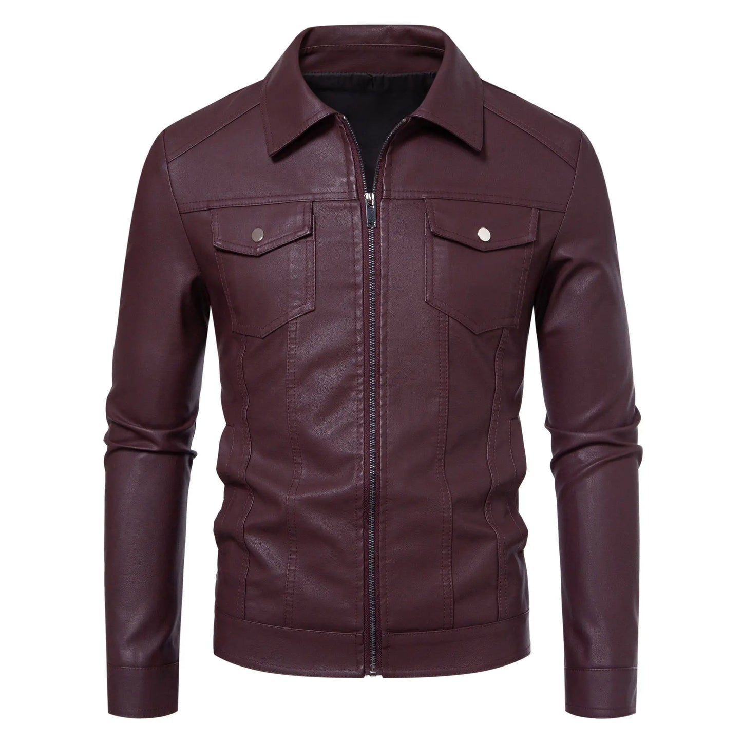 Minglu Hooed Black Pu Mens Leather Jacket Spring Autumn Long Sleeve Slim Fit Solid Color Faux Leather Zipper Male Coats 5XL