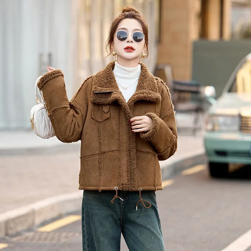 Winter Hot Sale Of The Season Fashionable Trendy Good Looking Leather Fur Integrated Jacket Short Outerwear Women's Clothing No