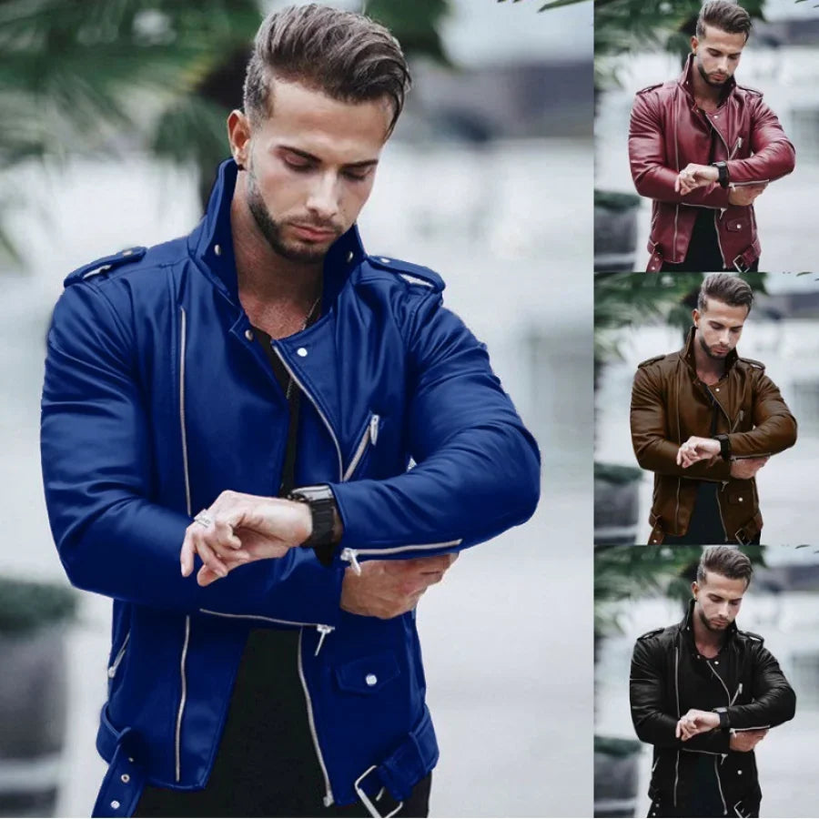 New Men's Autumn Winter Fashion PU Leather Jackets Plus Size 4XL 5XL Slim Leather Jackets Male Jackets for Men Coats Clothing